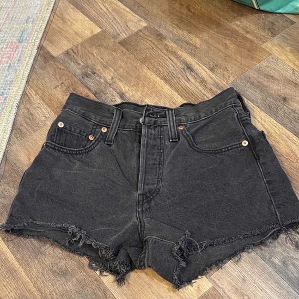 Levi's Black High-Rise Cutoff Denim Shorts